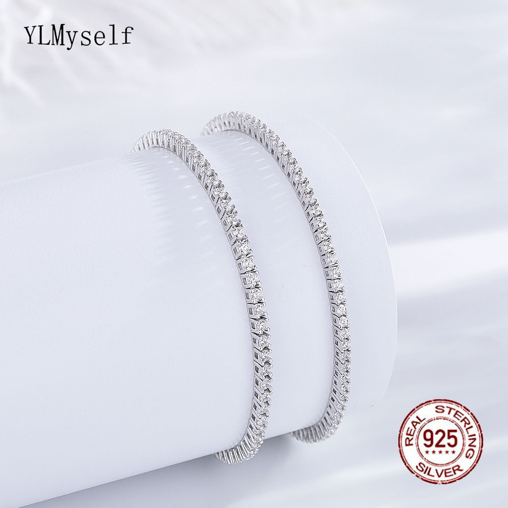 Tennis Bracelet Cubic - Настоящее серебро 1,75 мм/1,5 мм, белый