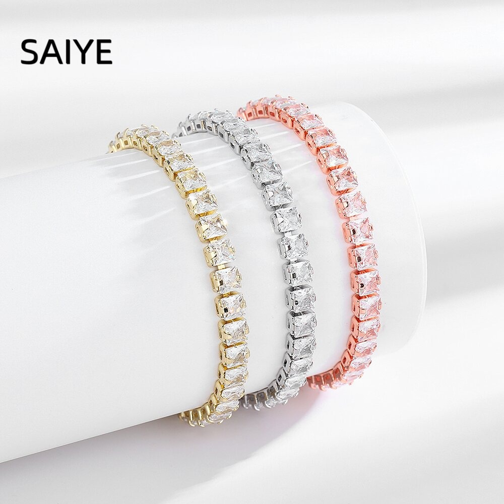 Tennis Bracelet Cubic - Браслет-цепочка из стерлингового серебра 925 пробы,