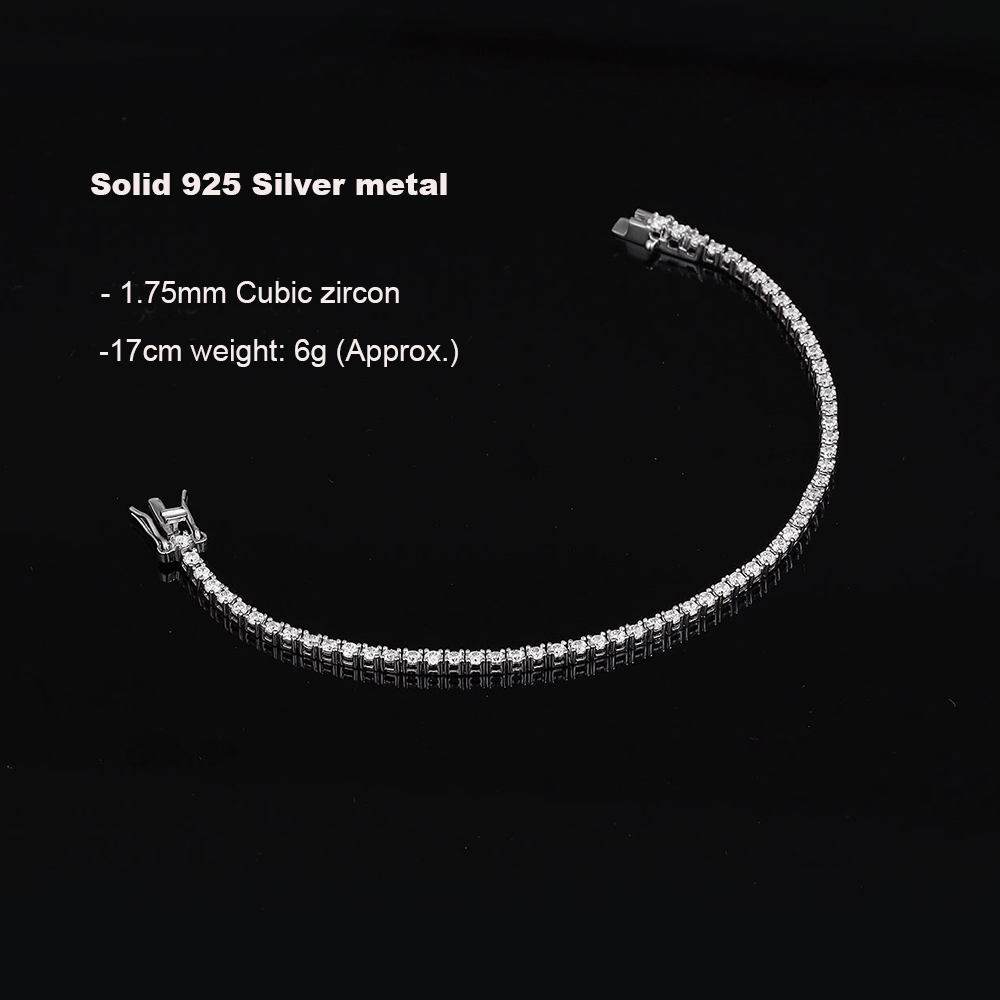 Настоящее серебро 1,75 мм/1,5  – обзор и цена Tennis Bracelet Cubic